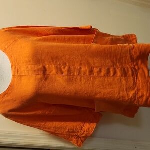 Match Point Orange Linen Tunic Top Medium